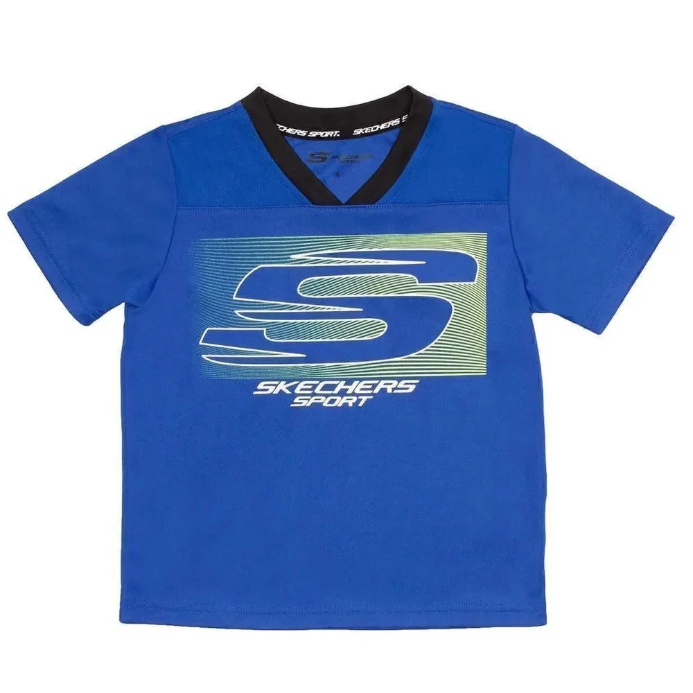 NEW! NWT SKECHERS Boys Kids 3 piece Active Sport Set in Color Blue and Black - Picture 3 of 11